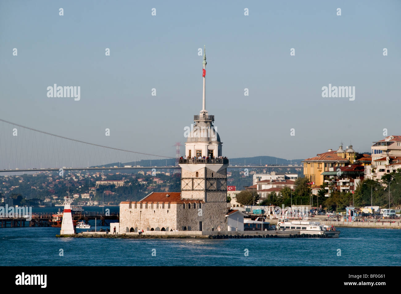 Kiz Kulesi Maiden`s Tower or Leander`s Tower Istanbul  Bosphorus Uskudar coastline Stock Photo